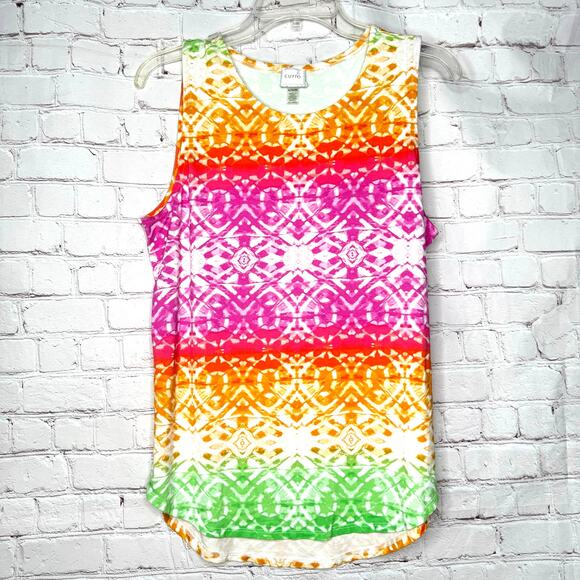 Cupio Wms XL Bright Multicolored Geometric Sleeveless Tunic Tank Jersey Knit - Picture 5 of 5